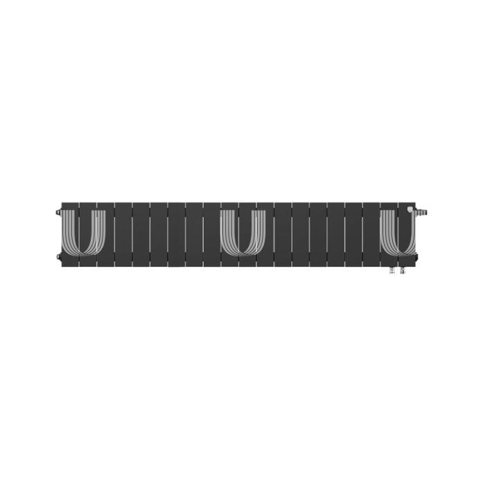 Биметаллический дизайн радиатор Royal Thermo PianoForte VD 200 Noir Sable (черный) VDR80 - 20 секций, нижнее правое подключение, 80мм 
