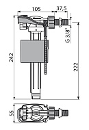 Впускной механизм Alcaplast A160-3/8", с боковой подводкой и металлической резьбой 
