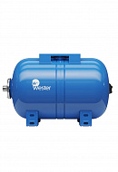 Гидроаккумулятор (расширительный бак) для водоснабжения Wester WAO24P, 24 л, cиний, горизонтальный, напольный, нержавеющий фланец 