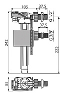 Впускной механизм Alcaplast A160UNI, с боковой подводкой и металлической резьбой, универсальный 