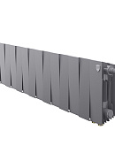 Биметаллический дизайн радиатор Royal Thermo PianoForte VD 200 Silver Satin (серый) VDR80 - 14 секций, нижнее правое подключение, 80мм 