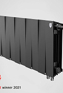 Биметаллический дизайн радиатор Royal Thermo PianoForte 300 Noir Sable (черный) VDR - 8 секций, нижнее правое подключение 