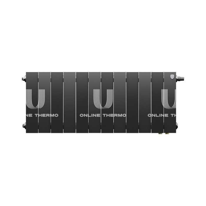 Биметаллический дизайн радиатор Royal Thermo PianoForte VD 300 Noir Sable (черный) VDR80 - 14 секций, нижнее правое подключение, 80мм 