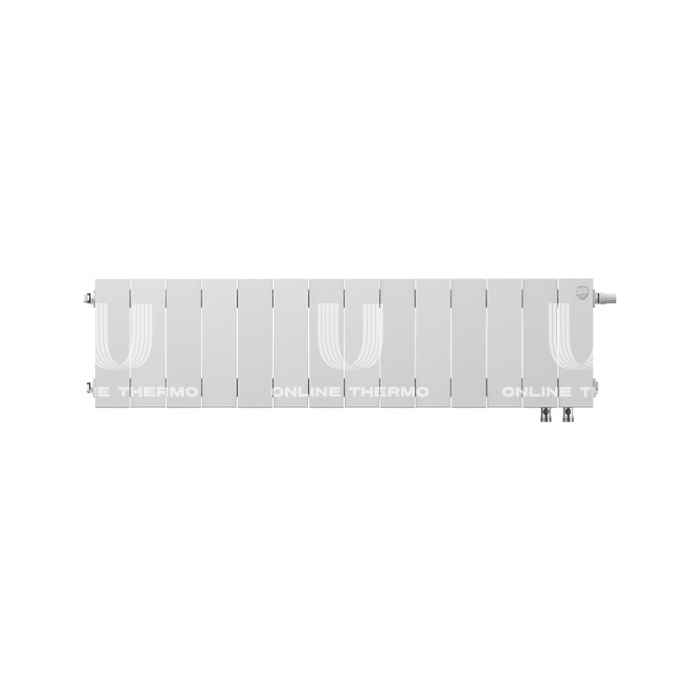 Биметаллический дизайн радиатор Royal Thermo PianoForte VD 200 Bianco Traffico (белый) VDR80 - 14 секций, нижнее правое подключение, 80мм 
