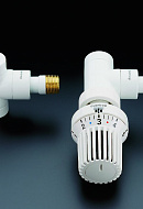 Термостатический клапан (терморегулятор) Oventrop 1163062, DN15, 1/2" ВР-НР, серия E, угловой, белый, с преднастройкой 