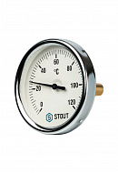 Термометр биметаллический с погружной гильзой Stout SIM-0001-807515, диаметр 80 мм, 120°С, штуцер 75 мм 