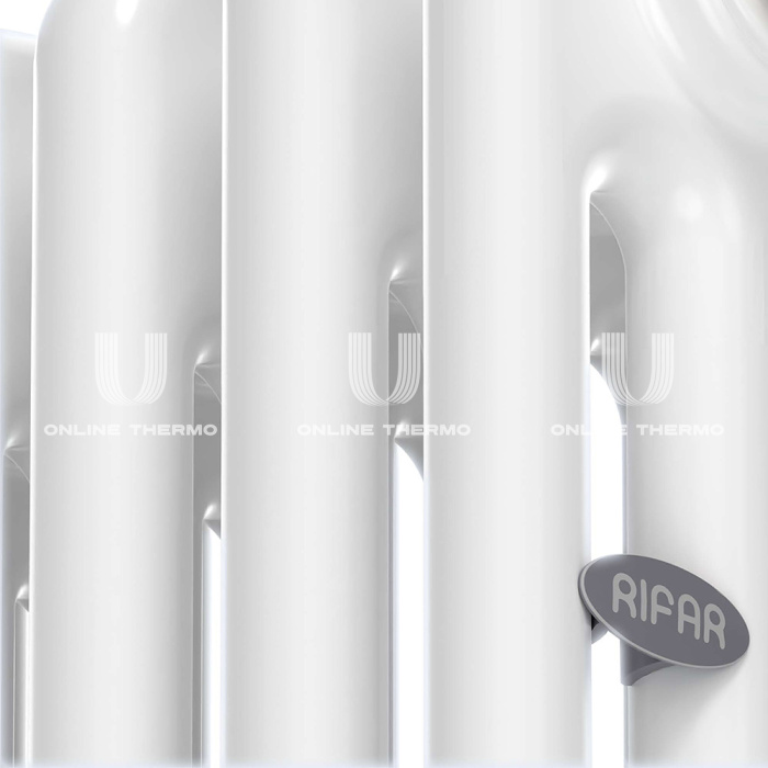 Стальной трубчатый радиатор Rifar Tubog 3037/12 RAL 9016 3/4", нижний, белый, в комплекте термостатический клапан 