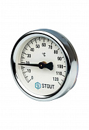 Термометр биметаллический накладной Stout SIM-0004-630015, 120°С, диаметр 63 мм, с пружиной 
