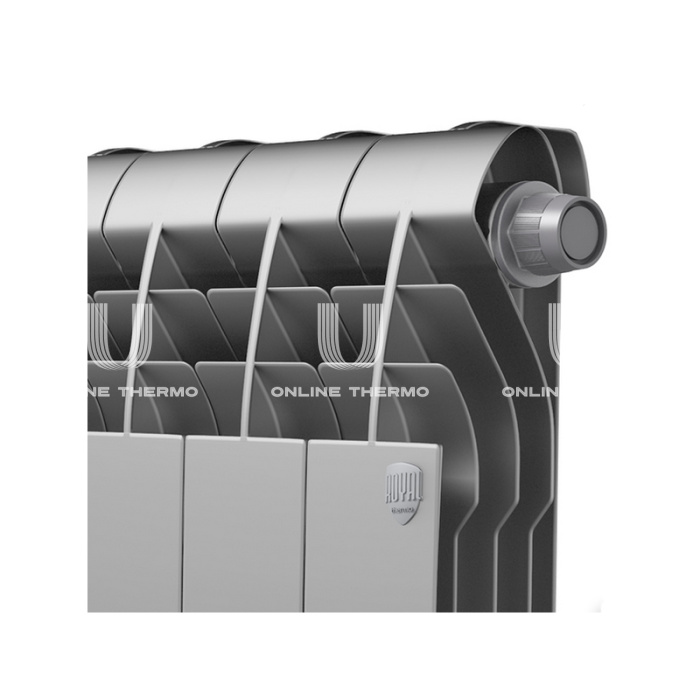 Биметаллический радиатор Royal Thermo BiLiner 350 Silver Satin (серый) VR - 4 секции, нижнее подключение 