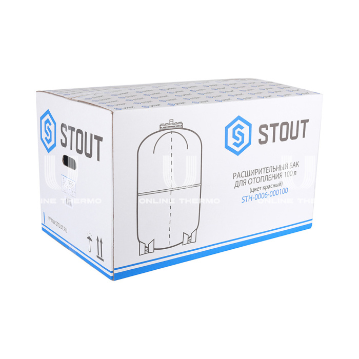 Расширительный бак для отопления Stout STH-0006-000100, 100 л, красный вертикальный, на ножках 