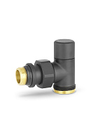 Запорный радиаторный клапан Varmega VMDV03-210415, 1/2"×3/4"ЕК НР, угловой, черный 
