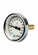 Термометр биметаллический с погружной гильзой Stout SIM-0001-635015, диаметр 63 мм, 120°С, штуцер 50 мм 