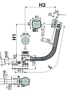 Сифон для гидромассажной ванны с напуском воды через перелив Alcaplast A566-273133-57, автомат, перелив и пробка из хромированной стали, длина 57 см 