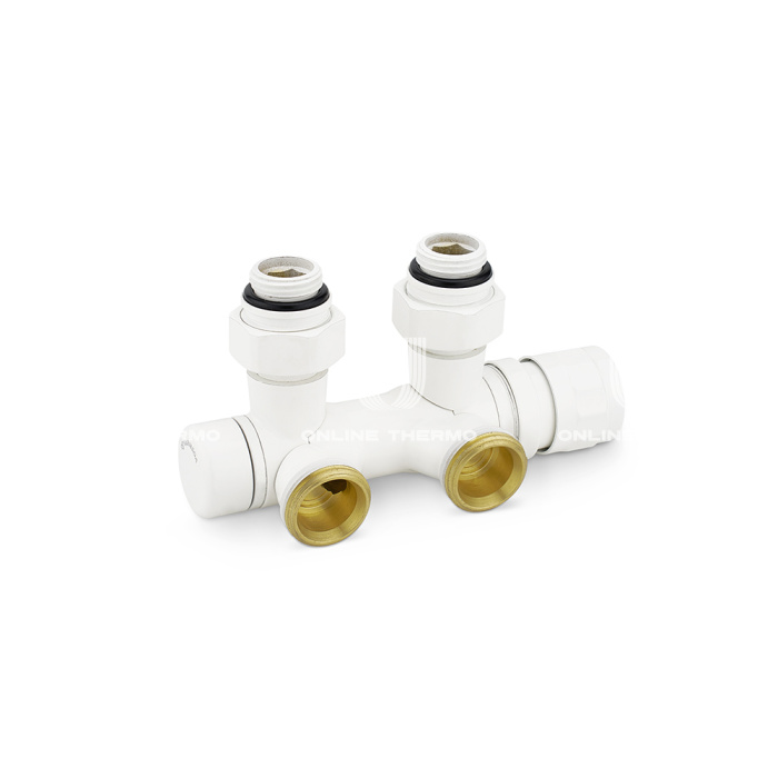 Узел нижнего подключения Varmega VMDV25-100415, 1/2"х3/4"EK, универсальный, белый 