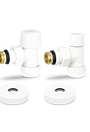Комплект термостатический с запорным клапаном Varmega №1 VMDV10-110415, 1/2" x 3/4"EK ВР-НР, угловой, белый 