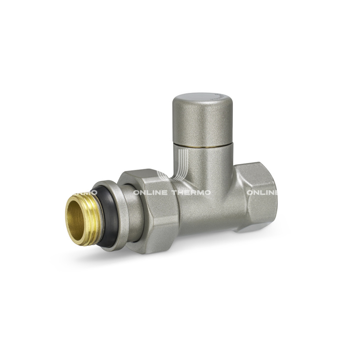 Запорный радиаторный клапан Varmega VMDV04-310404, 1/2" ВР-НР, прямой, серый 