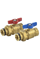 Комплект прямых шаровых кранов Giacomini R859KY007 1" ВР-НР, с разъемным соединением, полнопроходной, ручка-бабочка 