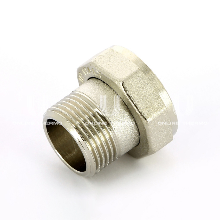 Соединение с накидной гайкой Uni-Fitt 624N3400, ВР-НР 3/4x1", с плоским уплотнением, никелированное 