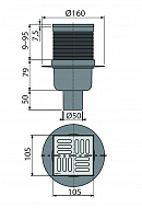 *Сливной трап Alcaplast APV32, 105×105/50 мм, прямой сток, решетка нержавеющая сталь, комбинированный гидрозатвор 