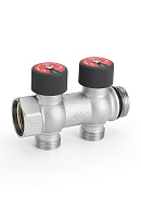 Коллектор с регулировочными клапанами Varmega VMMM03-C06152 1", на 2 выхода 3/4"ЕК, хромированный 