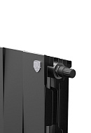 Биметаллический дизайн радиатор Royal Thermo PianoForte VD 200 Noir Sable (черный) VDR80 - 12 секций, нижнее правое подключение, 80мм 