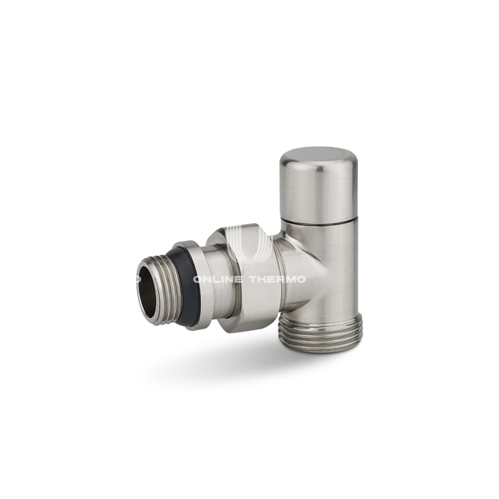 Запорный радиаторный клапан Varmega VMDV03-510415, 1/2"x3/4"EK НР, угловой, матовый никель 