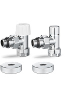 Комплект термостатический с запорным клапаном Varmega №1 VMDV10-410415, 1/2" x 3/4"EK ВР-НР, угловой, хром 