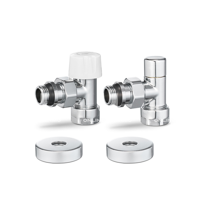 Комплект термостатический с запорным клапаном Varmega №1 VMDV10-410415, 1/2" x 3/4"EK ВР-НР, угловой, хром 