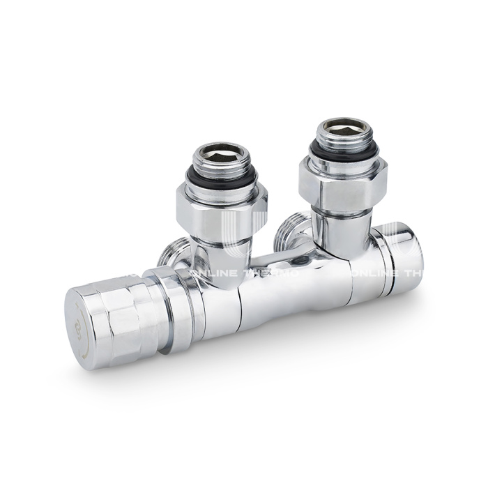 Узел нижнего подключения Varmega VMDV25-400415, 1/2"х3/4"EK, универсальный, хром 