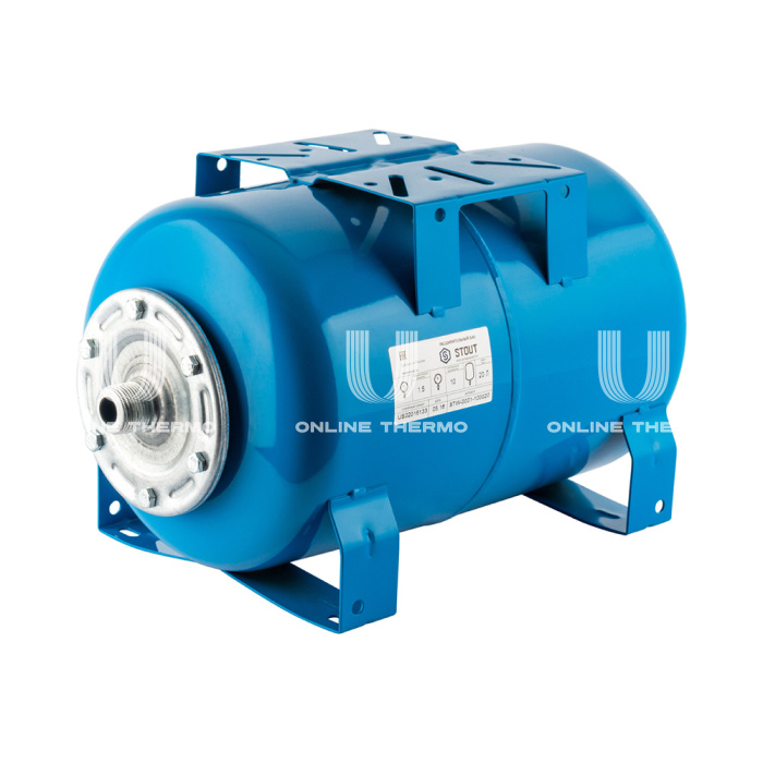 Гидроаккумулятор (расширительный бак) для водоснабжения Stout STW-0001-100020, 20 л, синий горизонтальный, на ножках 