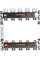 Распределительный коллектор (группа) для отопления Rommer RMS-3200-000005 ВР 1", на 5 контуров 3/4" EK, нержавеющая сталь 