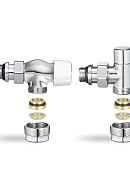 Комплект термостатический с запорным клапаном Varmega №3 VMDV12-410415, 1/2" x 3/4"EK ВР-НР, осевой, хром 