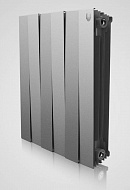 Биметаллический дизайн радиатор Royal Thermo PianoForte 500 Silver Satin (серый) - 8 секций, боковое подключение 