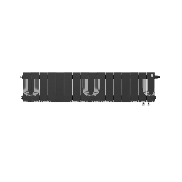 Биметаллический дизайн радиатор Royal Thermo PianoForte VD 200 Noir Sable (черный) VDR80 - 16 секций, нижнее правое подключение, 80мм 