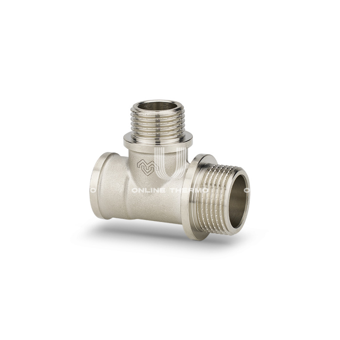 Тройник переходной с внутренней и наружной резьбой Varmega НР-НР-ВР 3/4"x1/2"x1/2", VMTF17-N050404, никелированный 