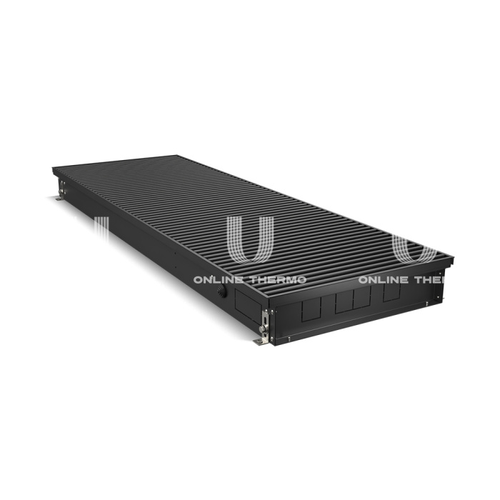 Конвектор внутрипольный Royal Thermo ATRIUM RT-A-90/400/2600-DG-U-BL, с естественной конвекцией, без вентилятора 