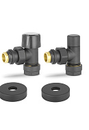 Комплект термостатический с запорным клапаном Varmega №1 VMDV10-210415, 1/2" x 3/4"EK ВР-НР, угловой, черный 
