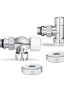 Комплект термостатический с запорным клапаном Varmega №3 VMDV12-410415, 1/2" x 3/4"EK ВР-НР, осевой, хром 