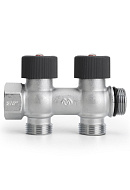 Коллектор с регулировочными клапанами Varmega VMMM03-C05152 3/4", на 2 выхода 3/4"ЕК, хромированный 