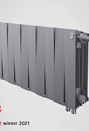 Биметаллический дизайн радиатор Royal Thermo PianoForte 300 Silver Satin (серый) VDR - 12 секций, нижнее правое подключение 