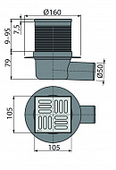 *Сливной трап Alcaplast APV31, 105×105/50 мм, боковой сток, решетка нержавеющая сталь, комбинированный гидрозатвор 