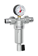 Фильтр сетчатый промывной Varmega VMSF05-C25042 PN25 1/2", для ХВС и ГВС, с разъемными соединениями, хромированный (c манометром) 