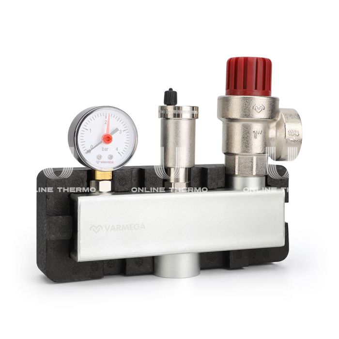 Группа безопасности котла Varmega VMSG07-M306030, 1", 3 бар, сталь, до 200 кВт, с термоизоляцией 