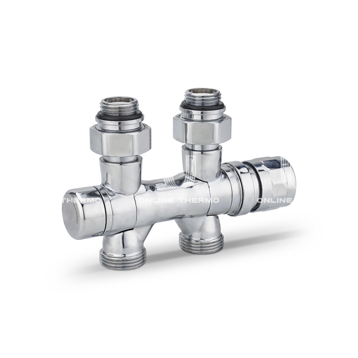 Узел нижнего подключения Varmega VMDV25-400415, 1/2"х3/4"EK, универсальный, хром 