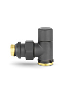 Запорный радиаторный клапан Varmega VMDV03-210415, 1/2"×3/4"ЕК НР, угловой, черный 