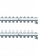 Распределительный коллектор (группа) Wester W903.9, 0-32-1900, 1", на 9 контуров 3/4" EK, нержавеющая сталь, с 2 заглушками 