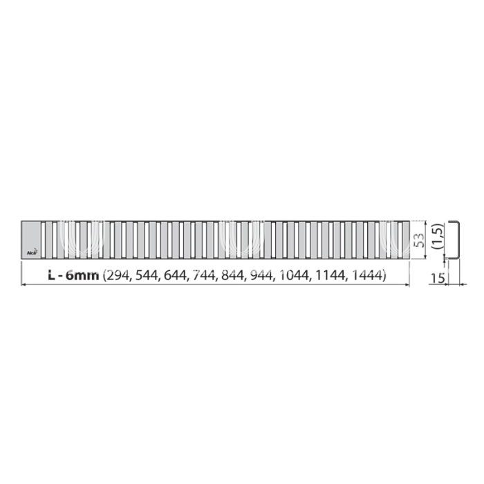 Решетка для душевого лотка AlcaPlast LINE-1450L, нержавеющая сталь, глянцевая, 1450 мм 