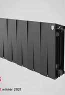 Биметаллический дизайн радиатор Royal Thermo PianoForte 300 Noir Sable (черный) - 8 секций, боковое подключение 