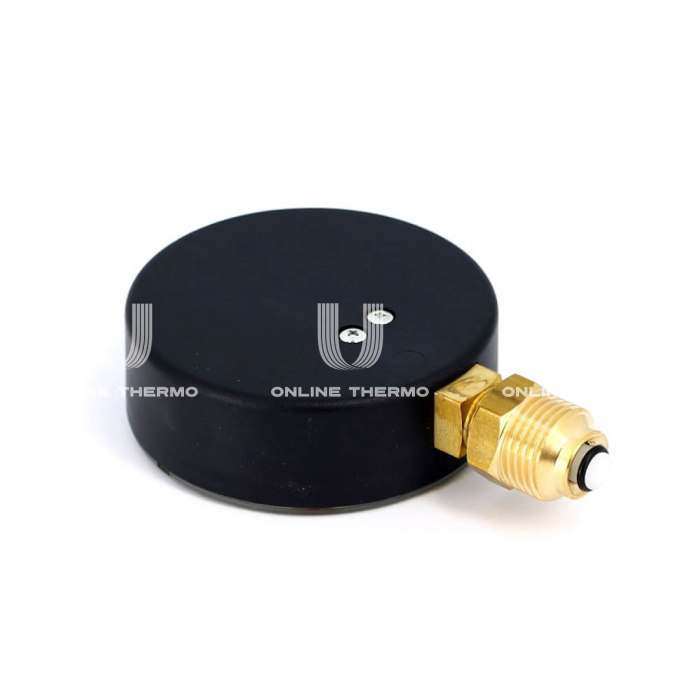 Термоманометр радиальный Uni-fitt 311P3442, диаметр 80 мм, 10 бар, 1/2", 120°С, с запорным клапаном 