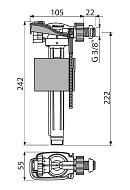 Впускной механизм Alcaplast A150P-3/8", с боковой подводкой для пластиковых бачков 